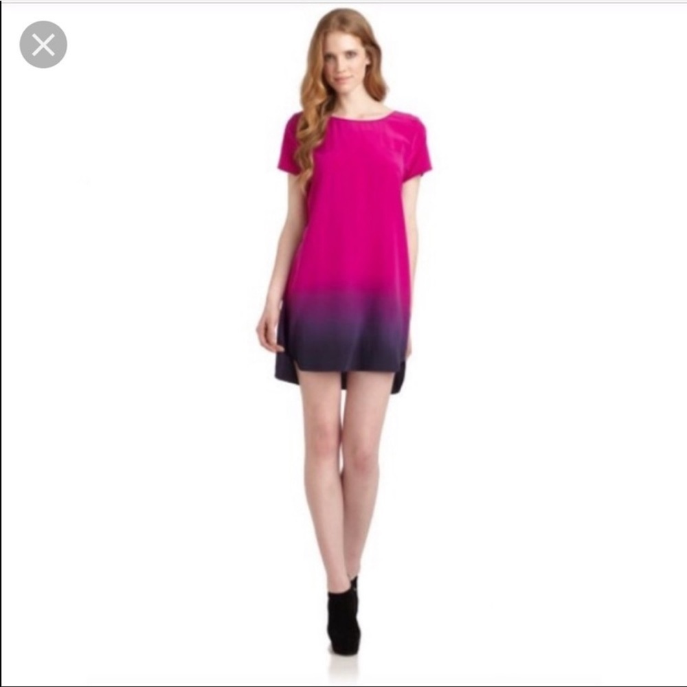 Gryphon New York Hot Pink Purple Dip Dyed Dress 100% Silk | size XS